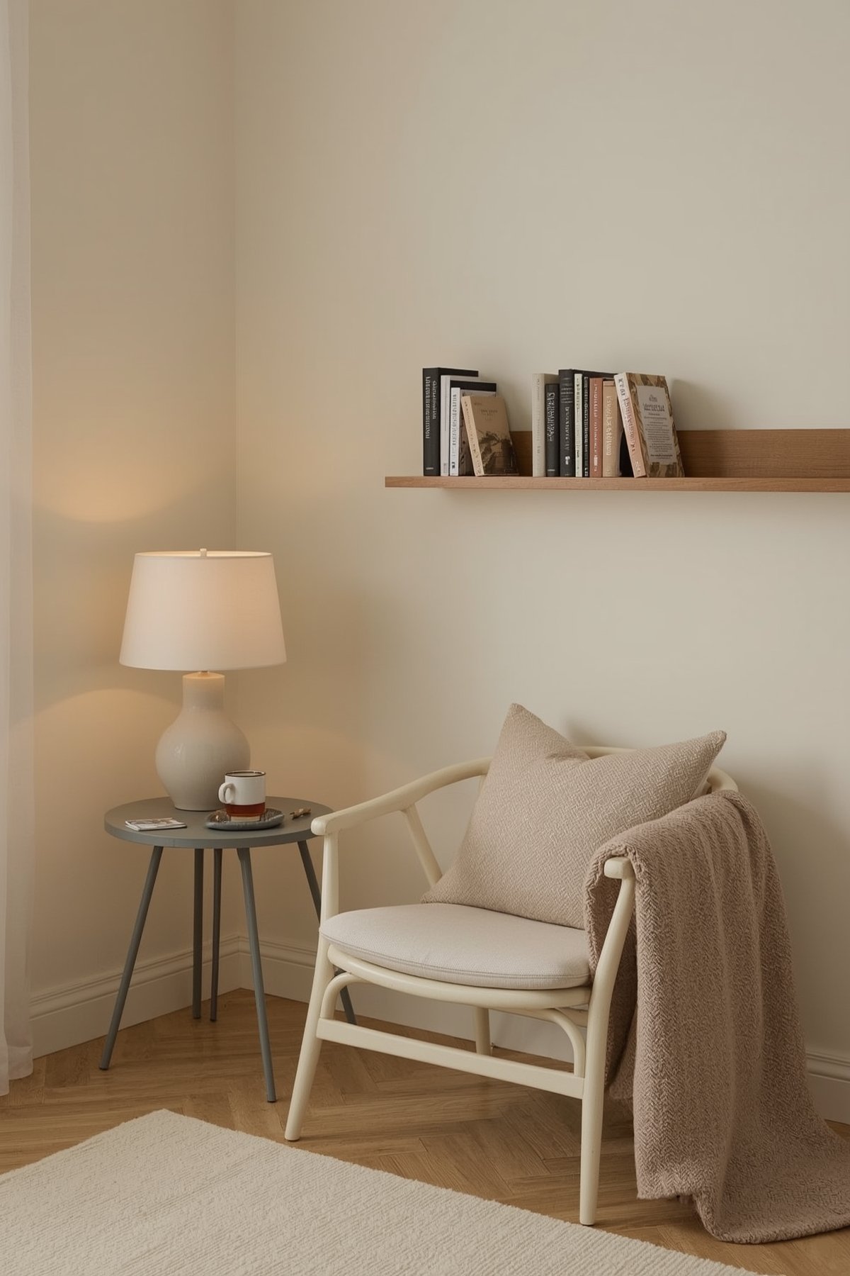 Japandi winter cozy reading nook