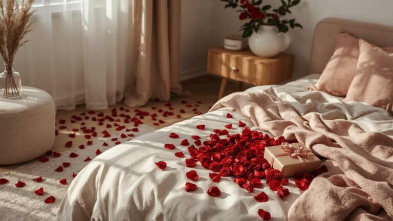 romantic valentine's day set up bedroom