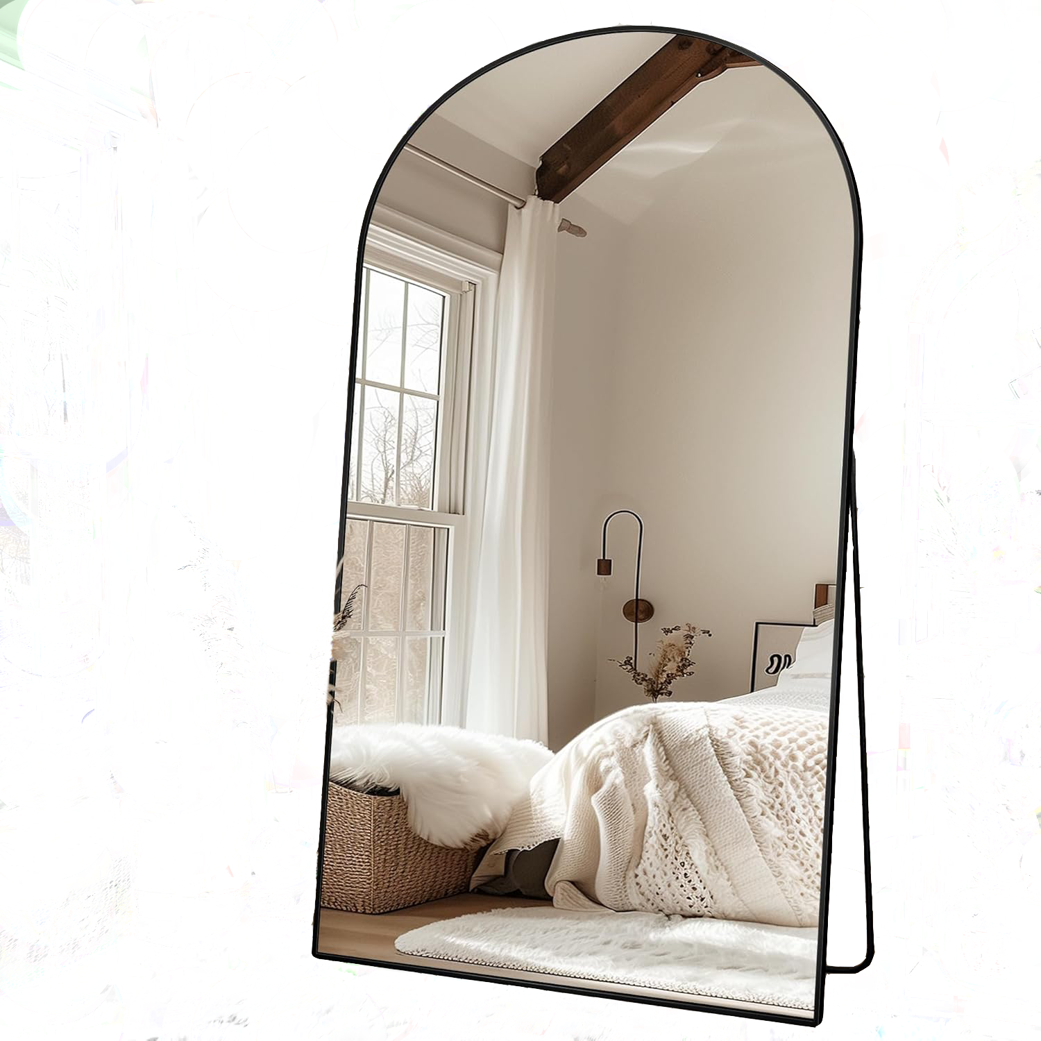 arched full mirror with stand