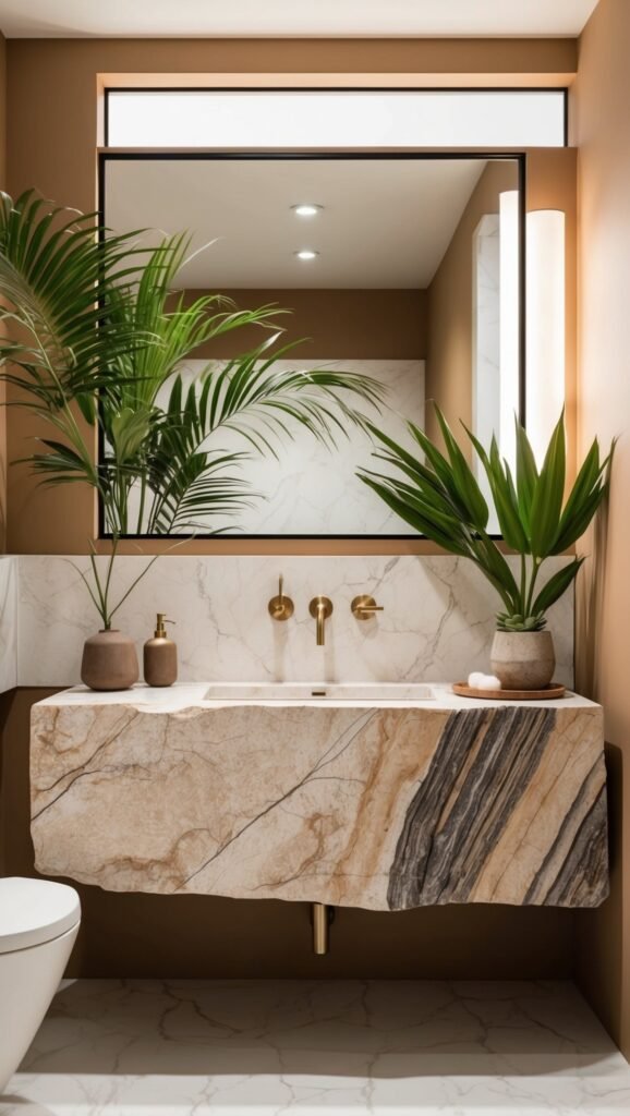 bathroom trend 2025 raw natural material stone sink