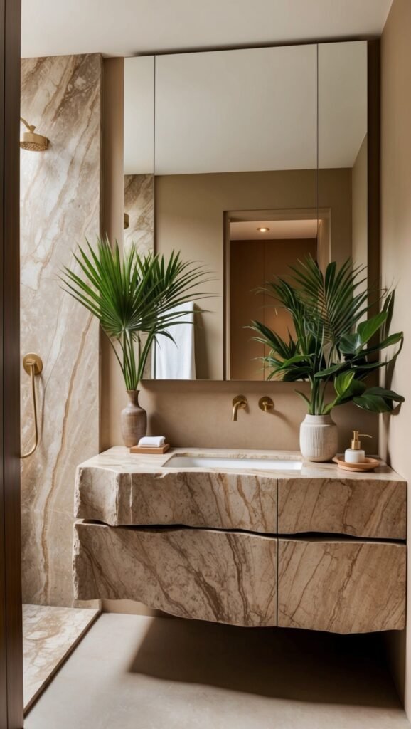 bathroom trend 2025 raw natural material stone sink