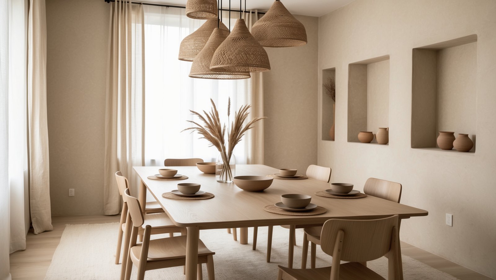 spring japandi dining tablescape