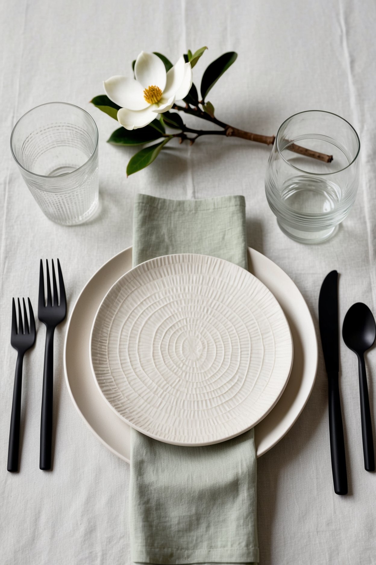 spring japandi dining tablescape