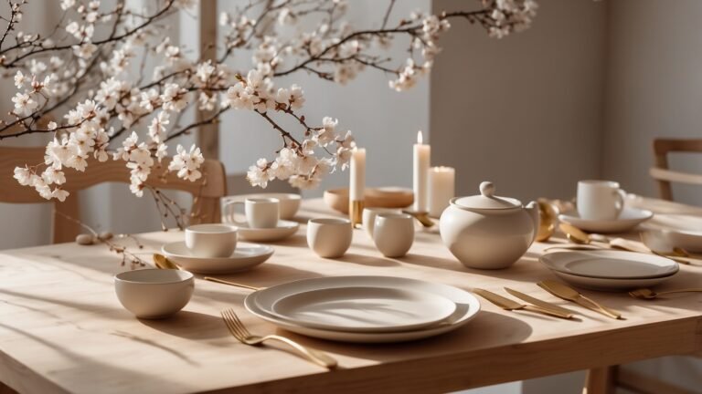 spring japandi dining tablescape