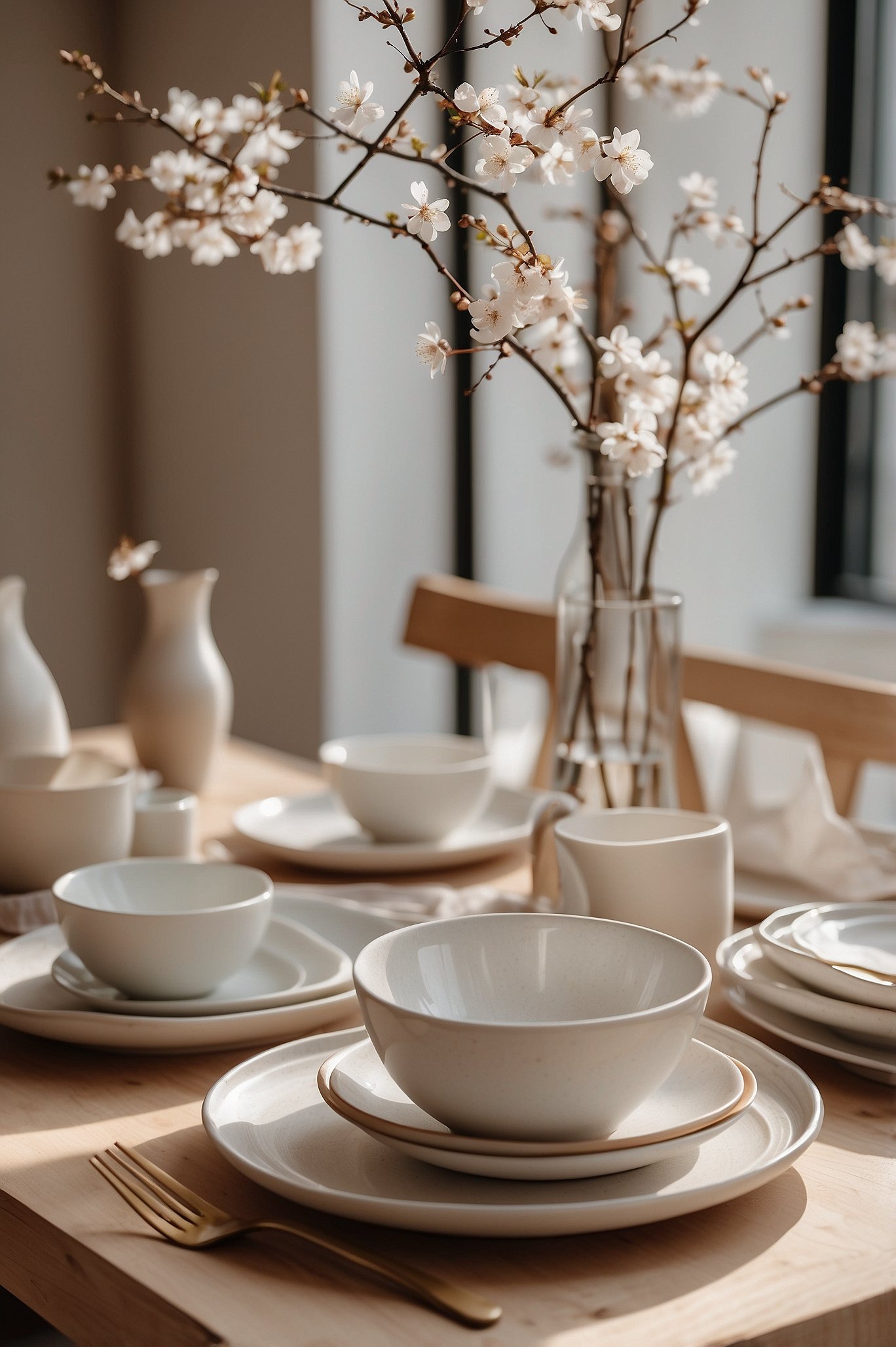 spring japandi dining tablescape