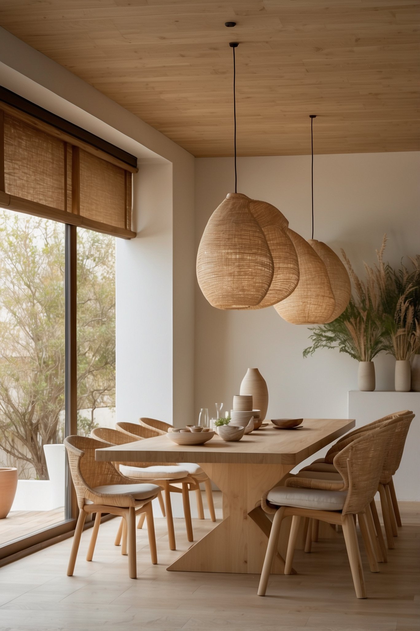 spring japandi dining tablescape