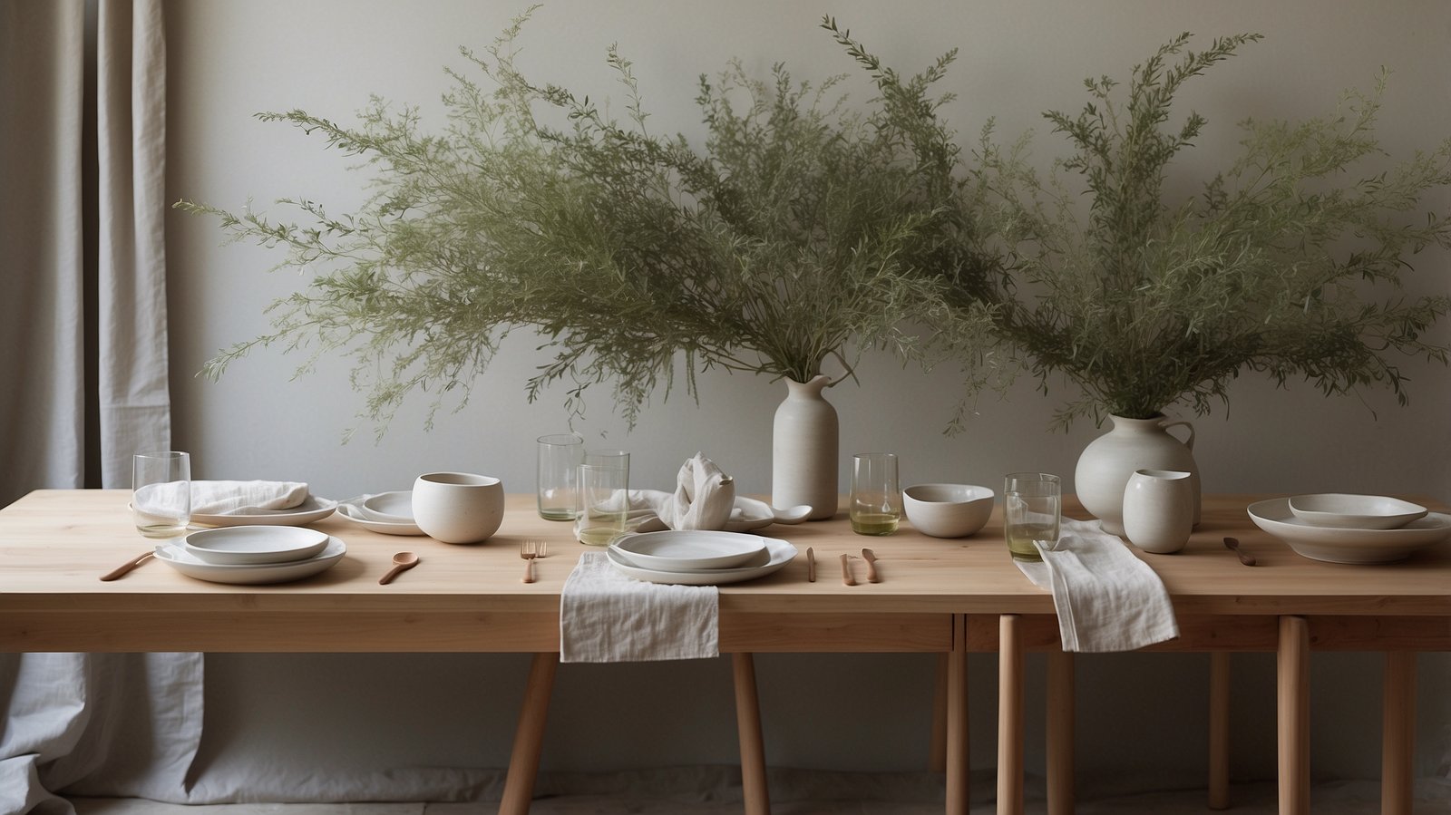 spring japandi dining tablescape