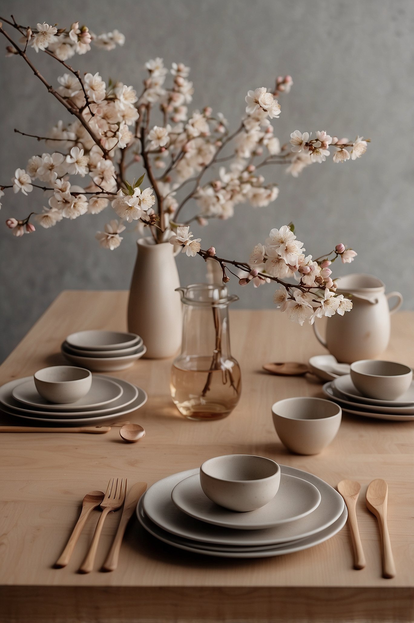 spring japandi dining tablescape