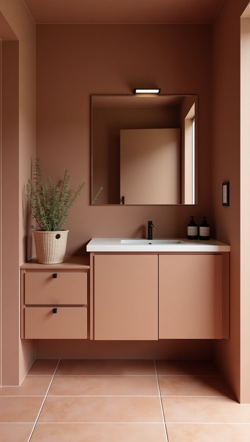 bathroom trend 2025 color drenching bathroom