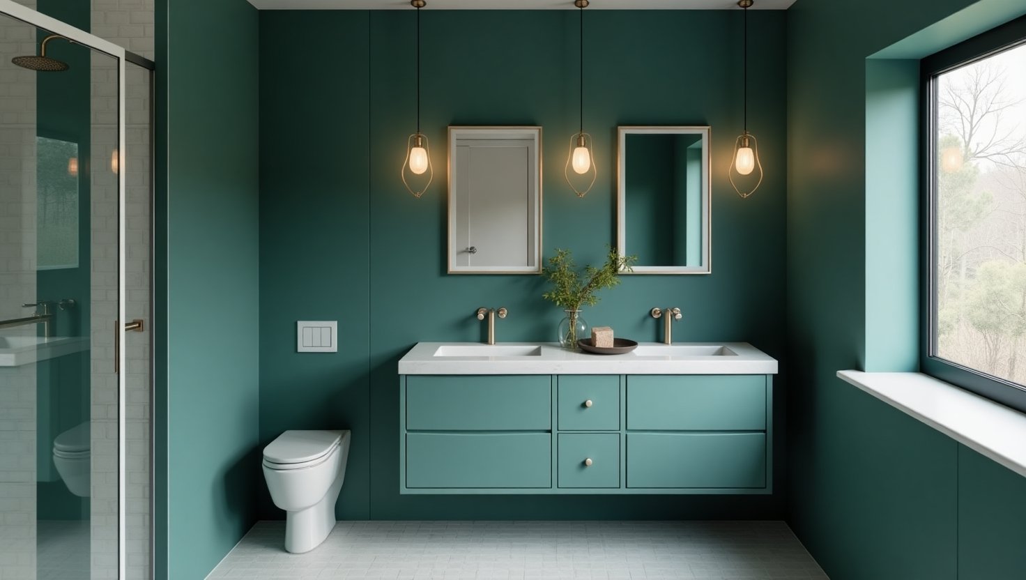 bathroom trend 2025 color drenching bathroom
