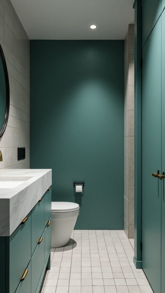 bathroom trend 2025 color drenching bathroom