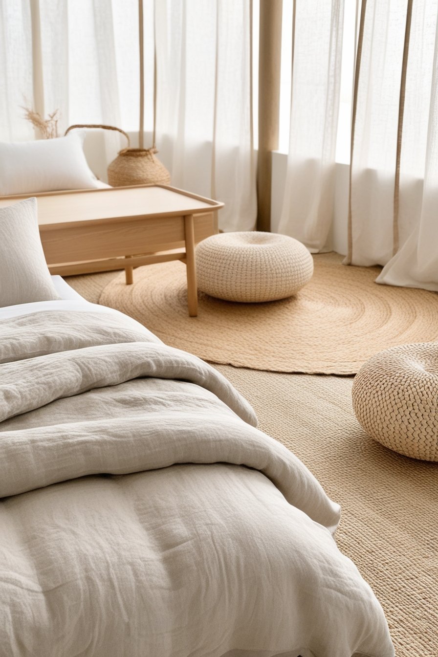 Japandi summer bedroom