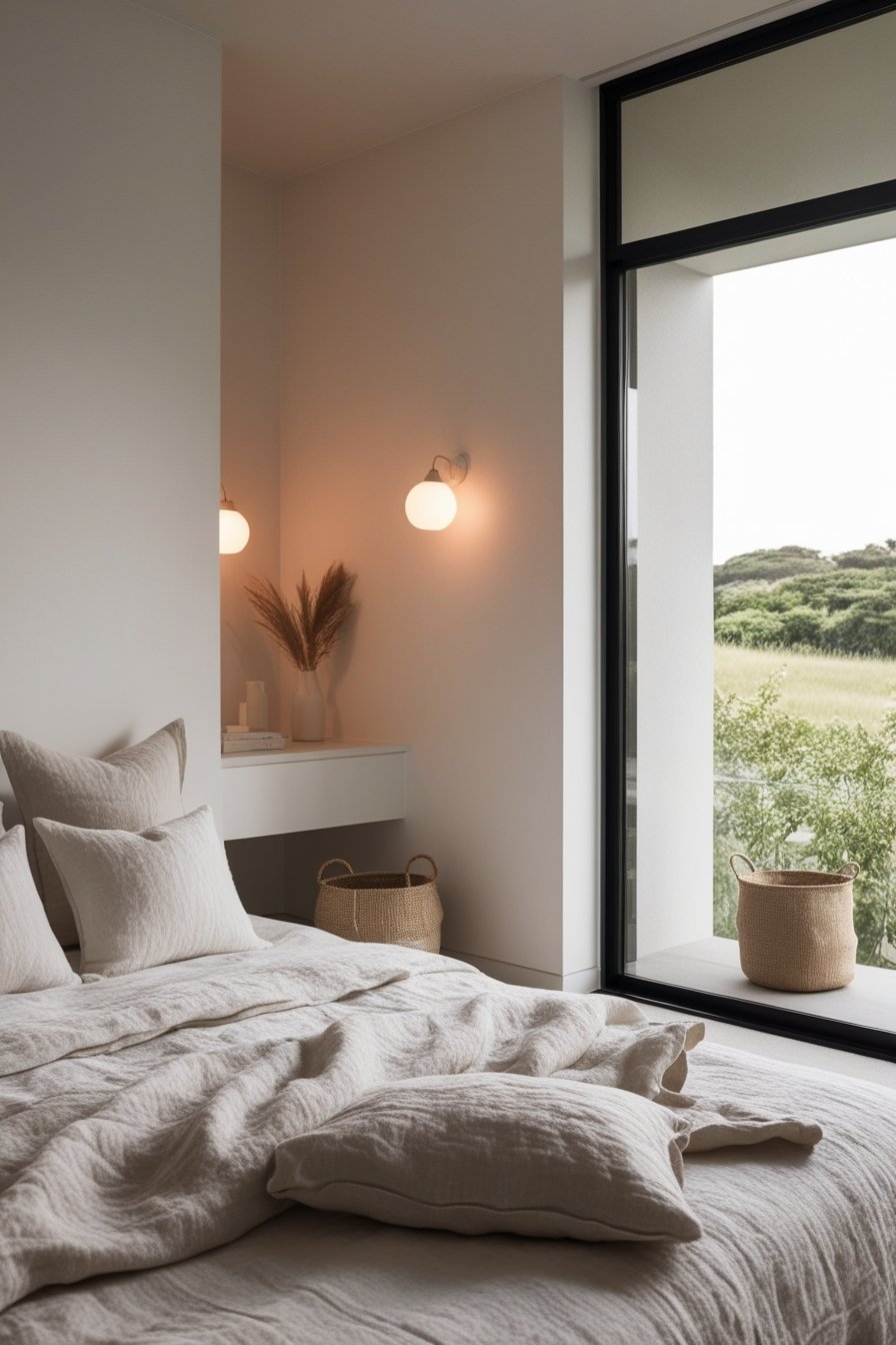 Japandi summer bedroom