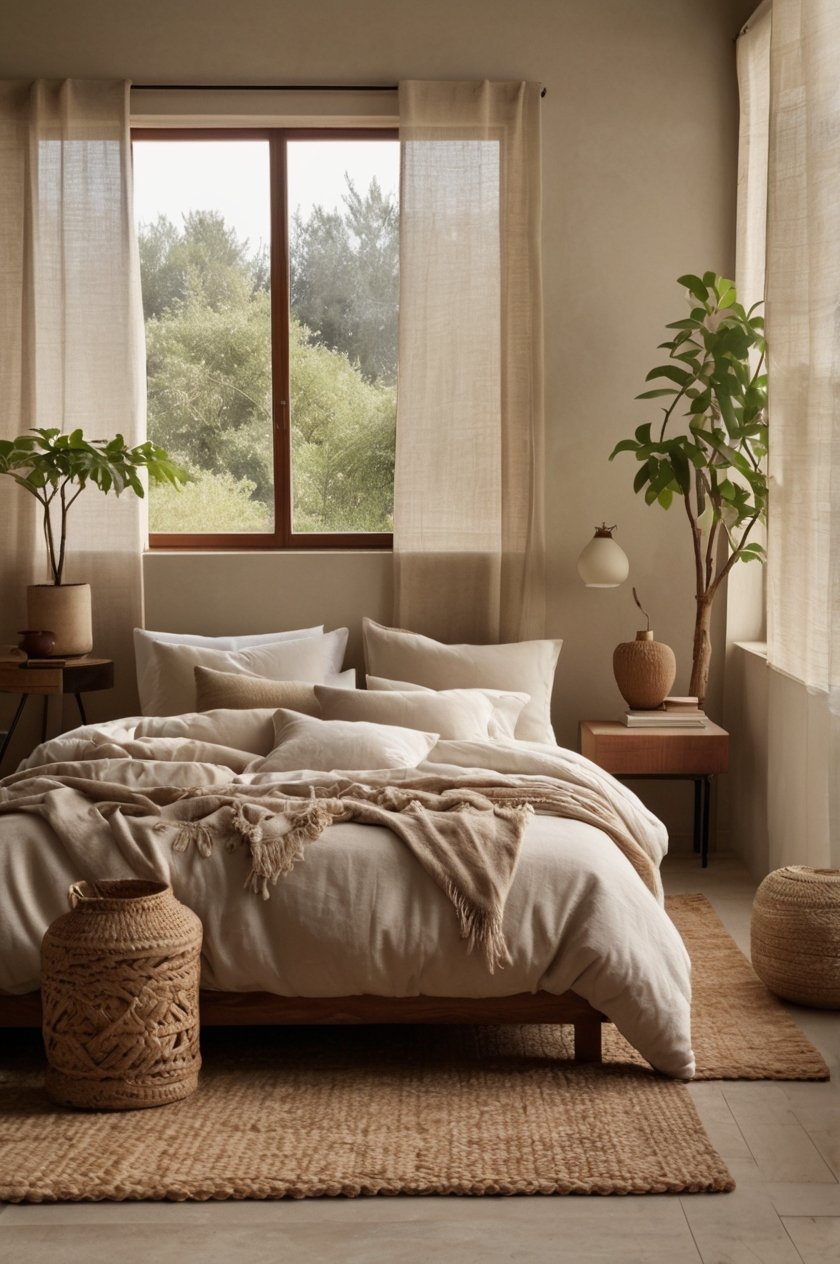 Japandi summer bedroom