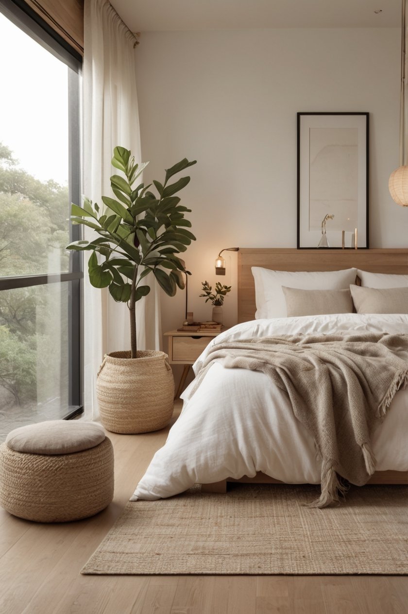 Japandi summer bedroom