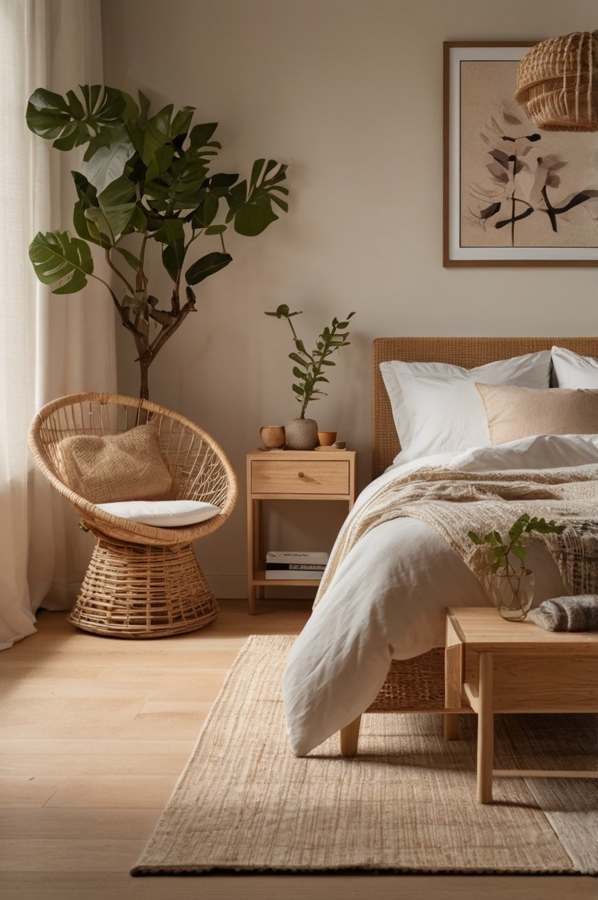 Japandi summer bedroom