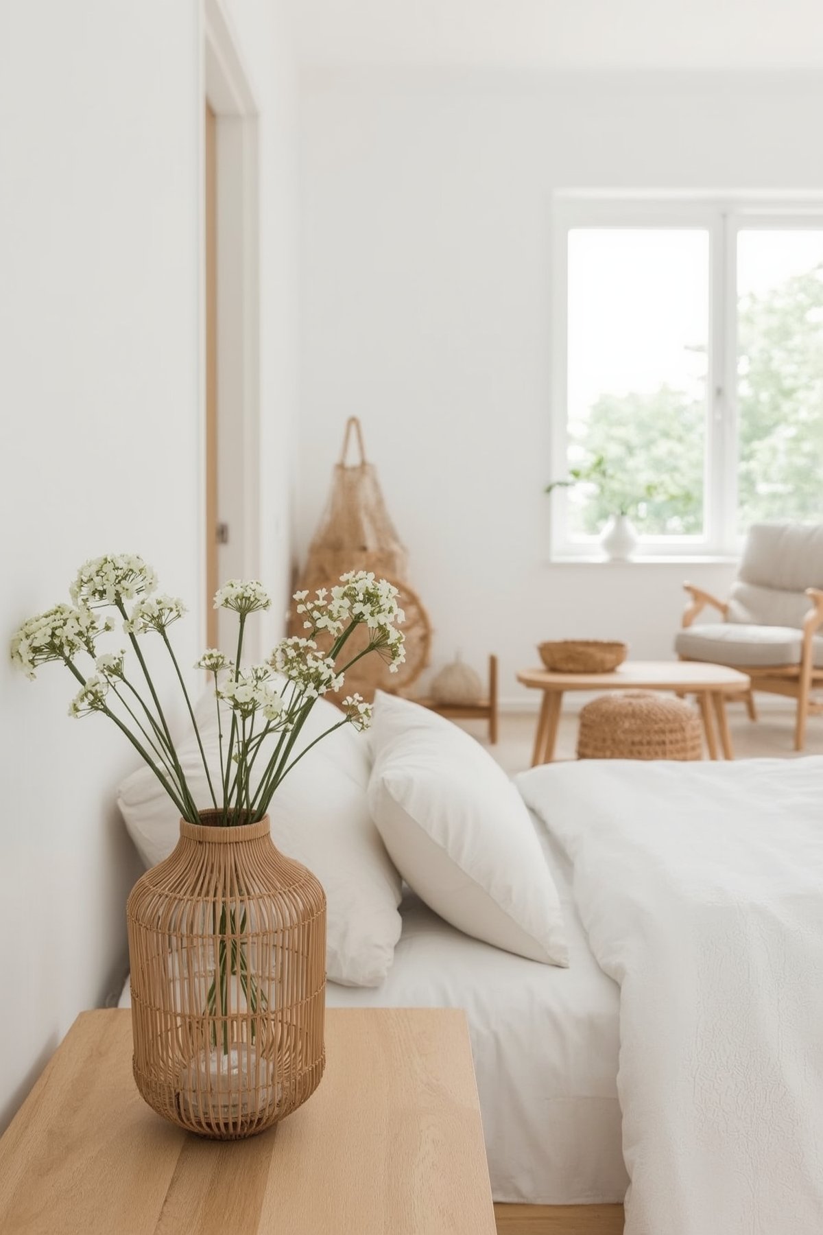 Japandi summer bedroom