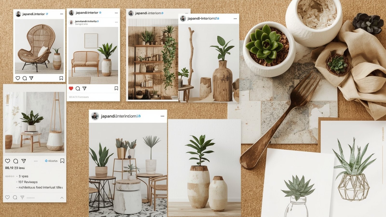 mood board for japandi summer decor inspiration 