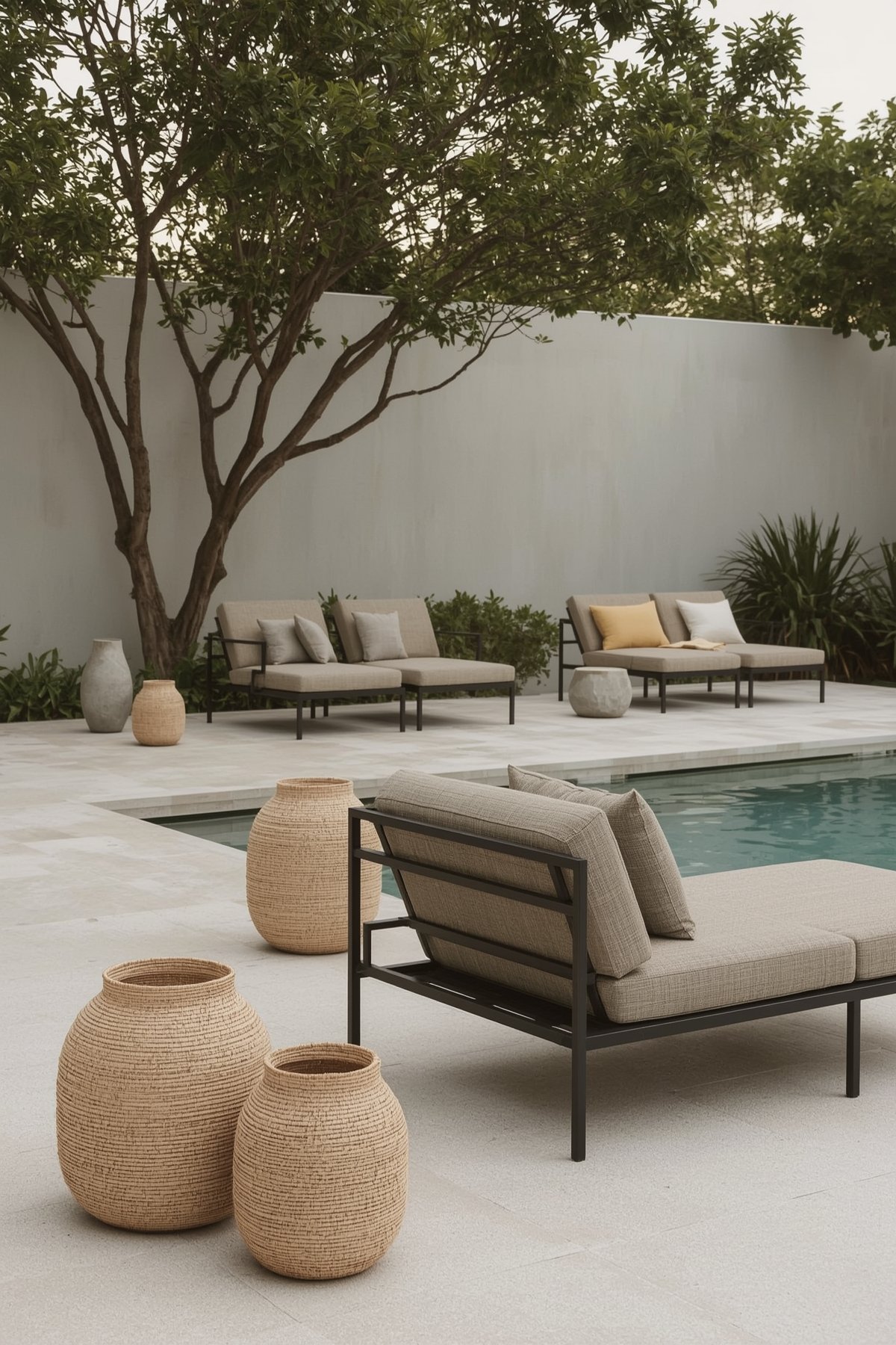 Beautiful Poolside Decor for a Relaxing Japandi Oasis