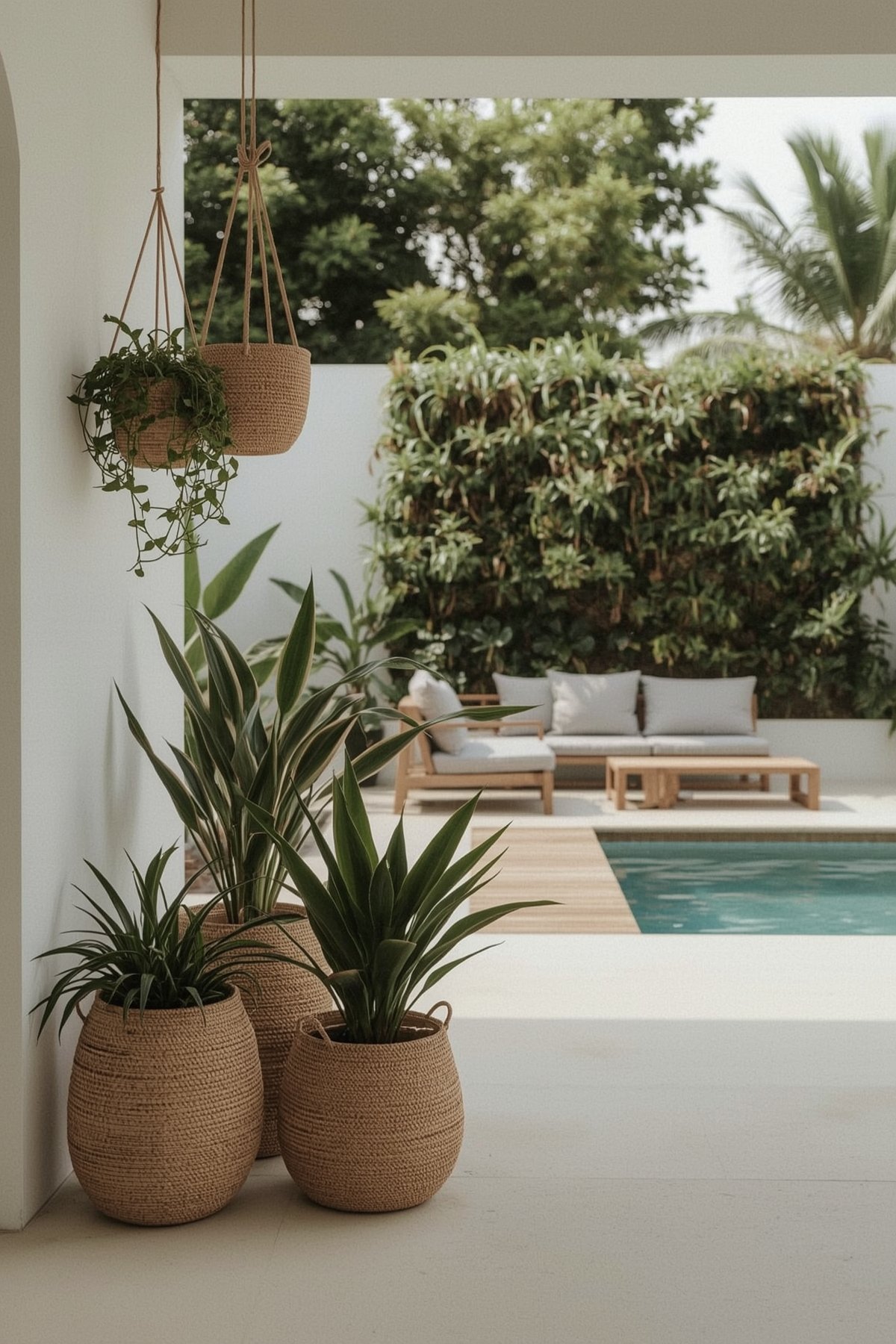Beautiful Poolside Decor for a Relaxing Japandi Oasis