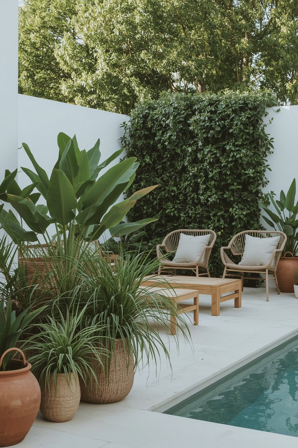 Beautiful Poolside Decor for a Relaxing Japandi Oasis