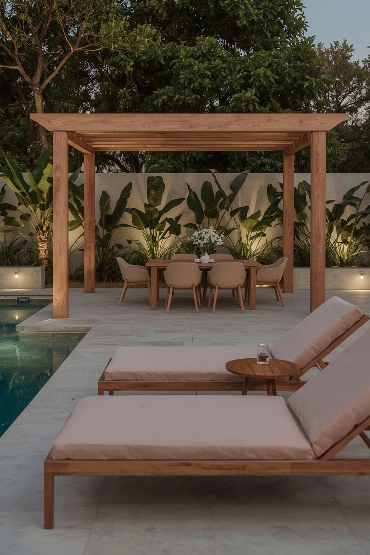 Beautiful Poolside Decor for a Relaxing Japandi Oasis