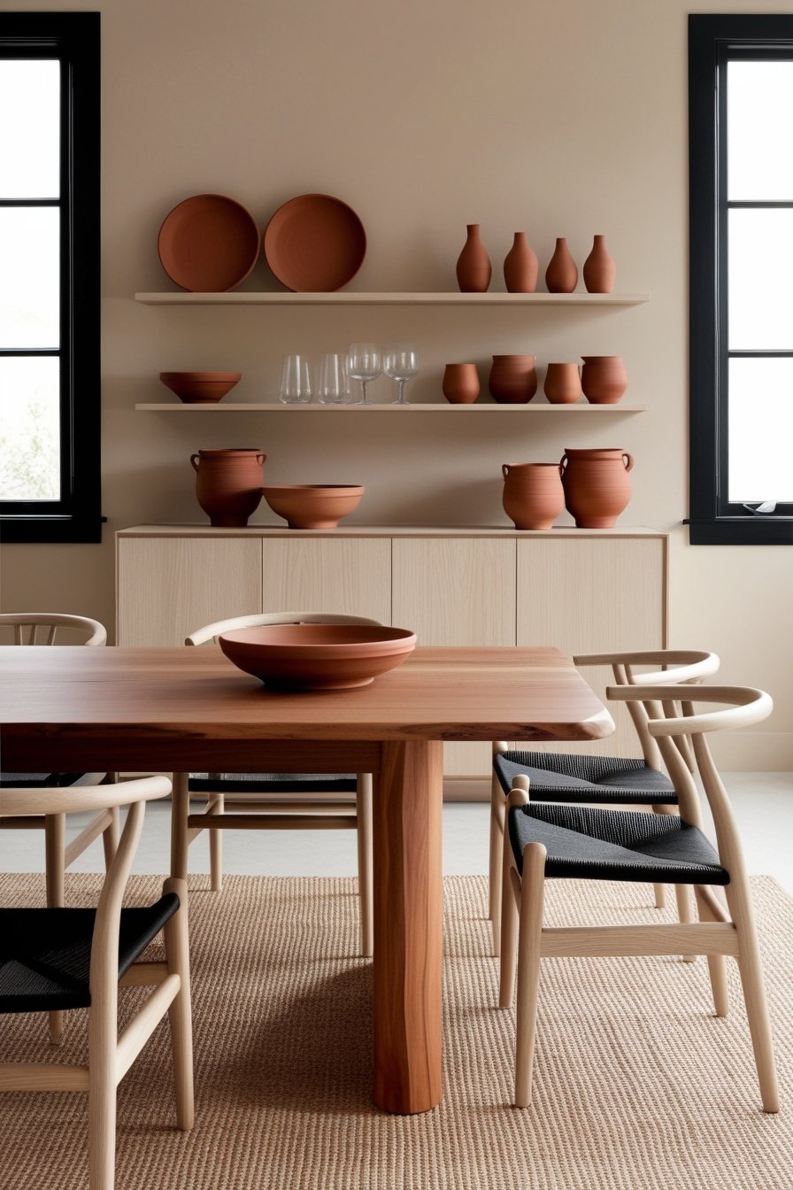 afro japandi dining room idea