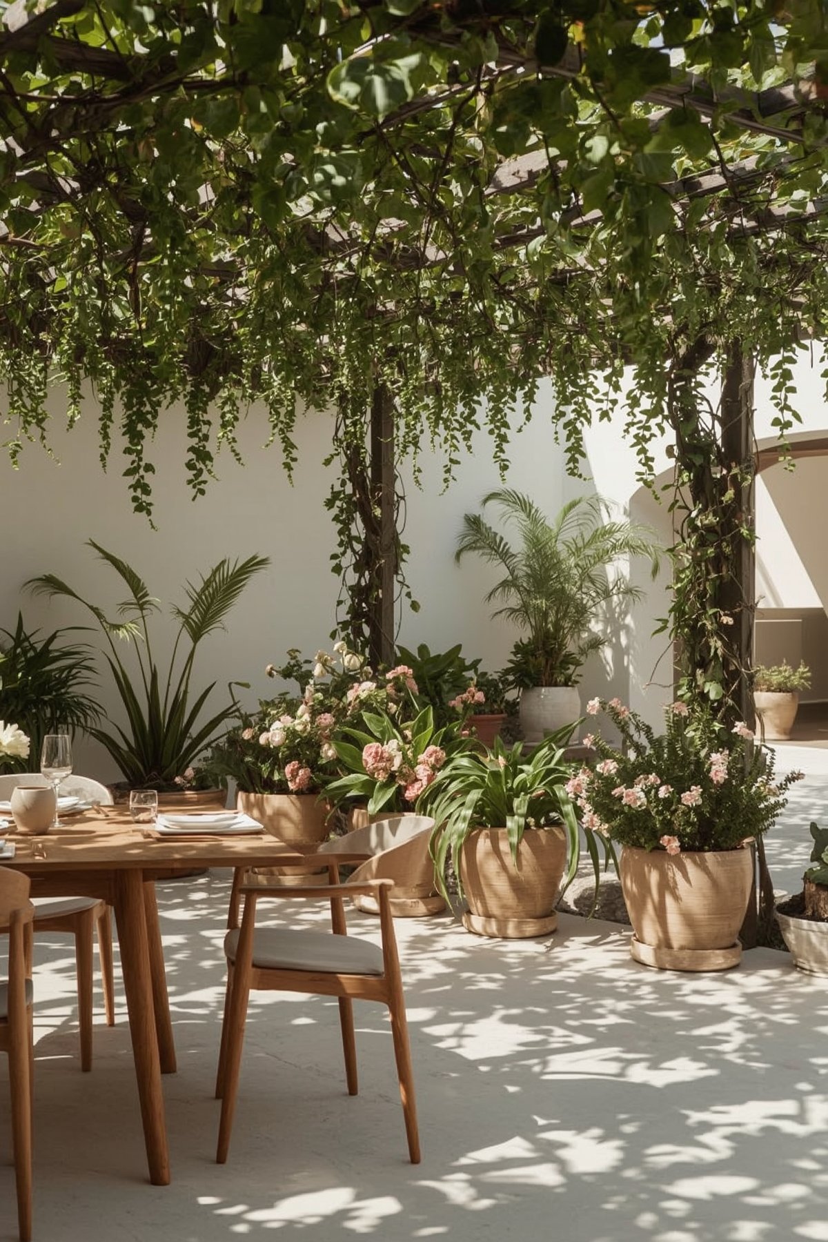 Cozy Japandi Al Fresco Dining Area for Summer