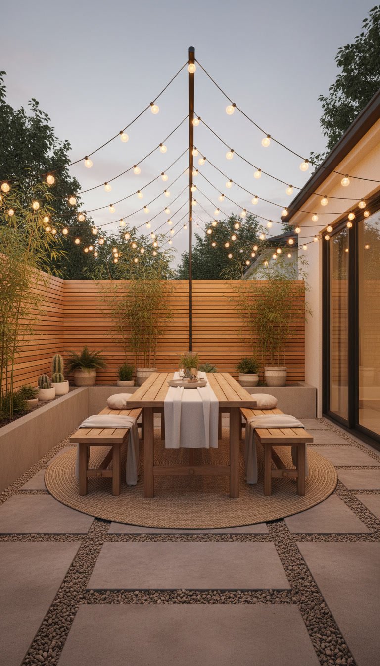 Chic Minimalist Outdoor String Lights Ideas