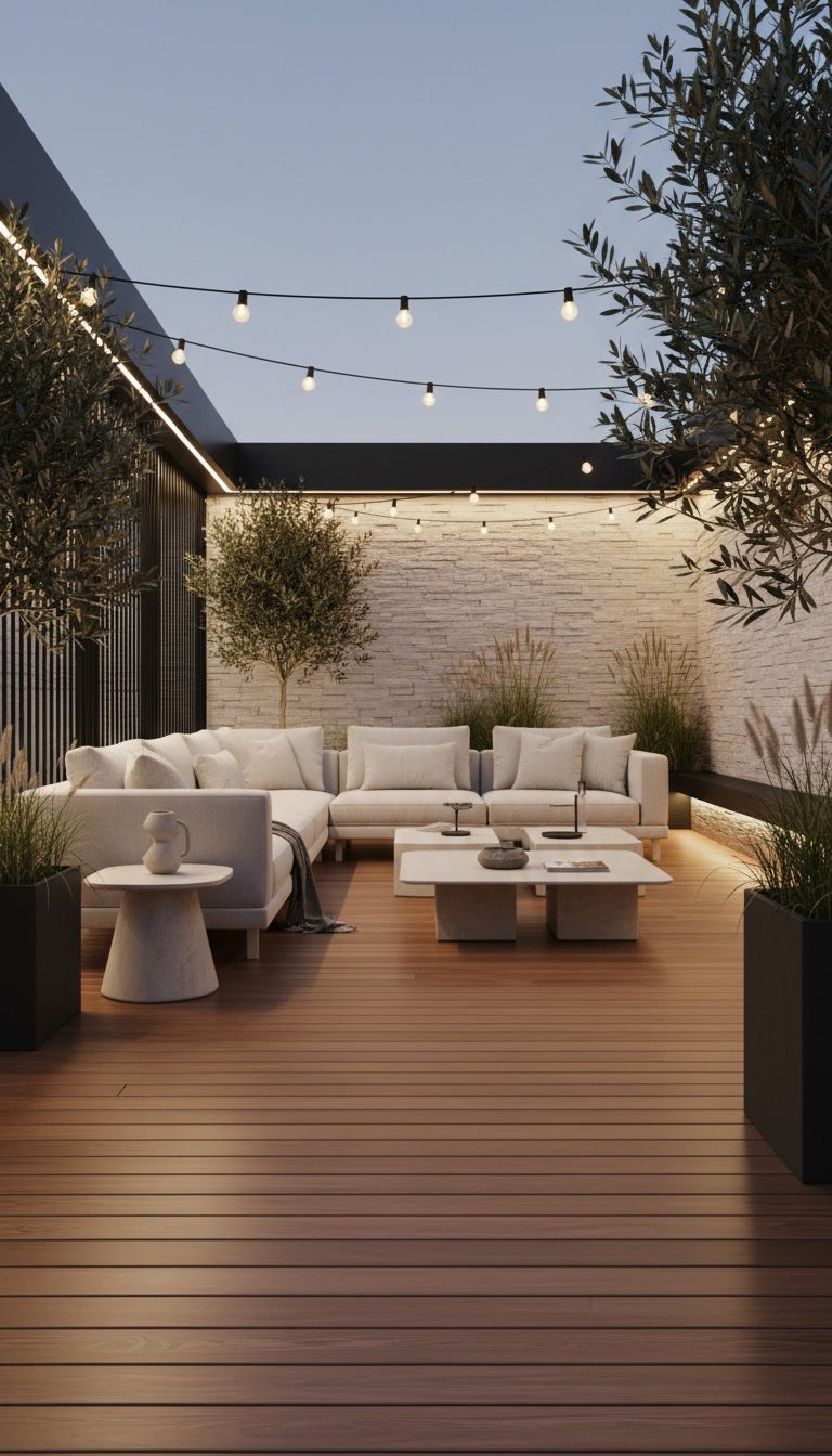 Chic Minimalist Outdoor String Lights Ideas