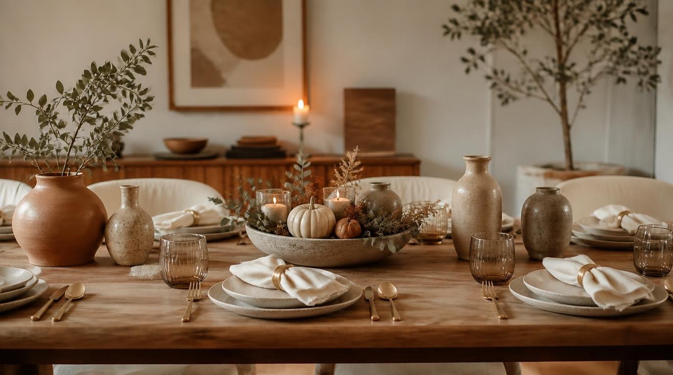 Friendsgiving Ideas: Effortless Modern Table Setup for a Crowd By Dwell Studio 24